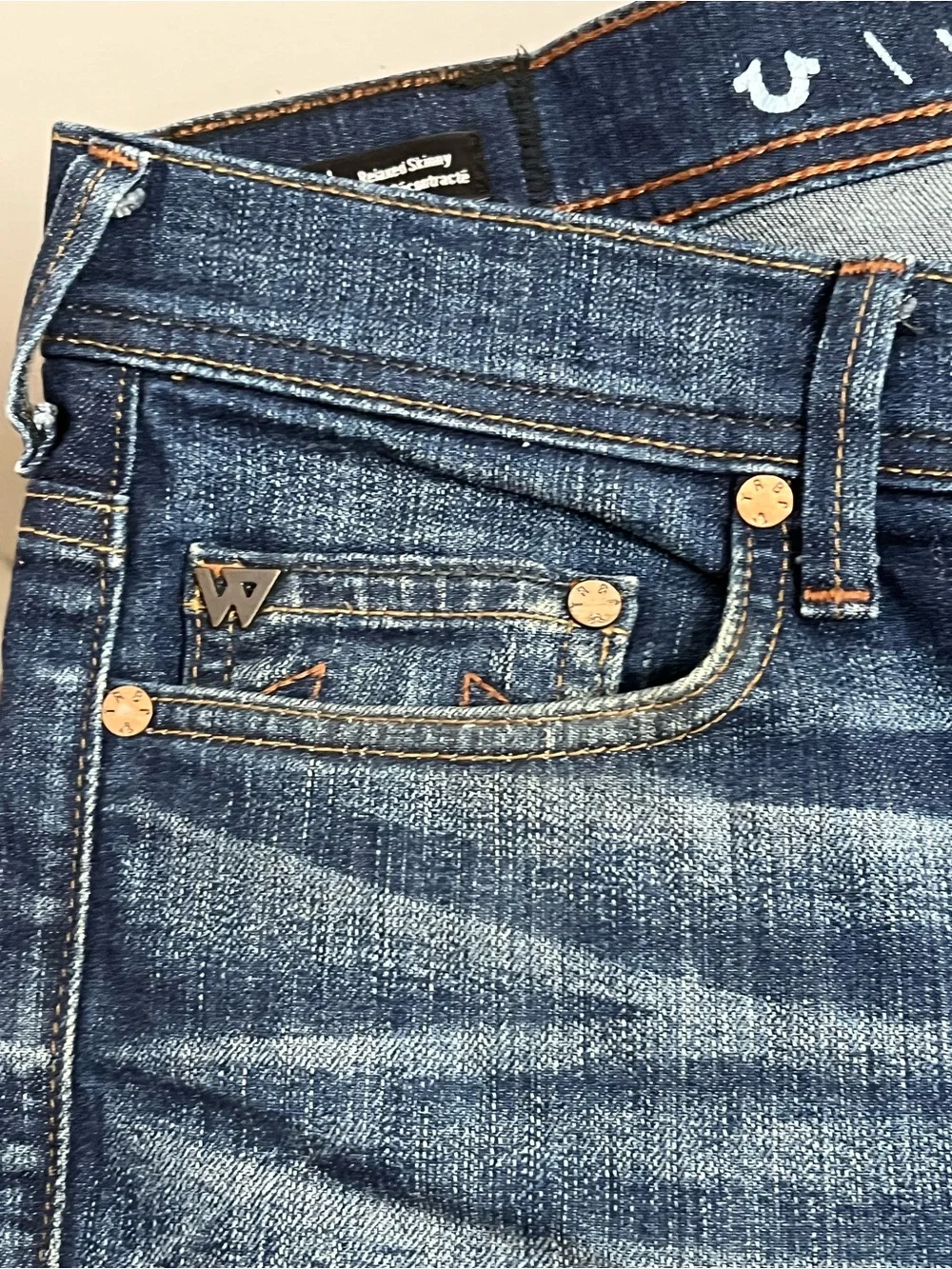 True Religion Westbrook Relaxed Skinny Men’s Jeans in Dark Blue